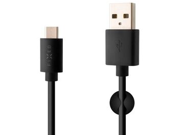 Datový a nabíjecí kabel FIXED s konektory USB/USB-C, USB 2.0, 1 metr, černý