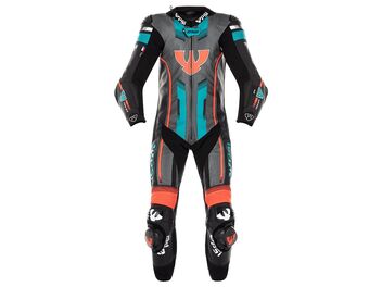 Kožená kombinéza PSí GRAVELO Tech-Air compatible černá/šedá/modrá/červená