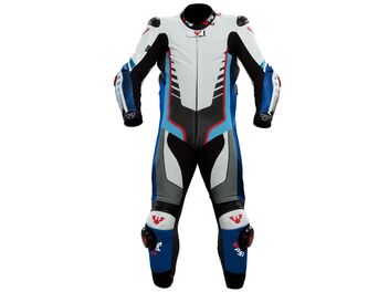 Kožená kombinéza PSí RACING ASTAROTH bílá/modrá/černá/červená